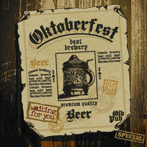 Vintage oktoberfest beer poster vector vintage poster Oktoberfest   