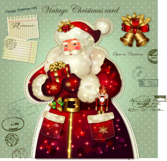 Santa golden glow christmas cards vector 05 santa golden glow christmas cards card   