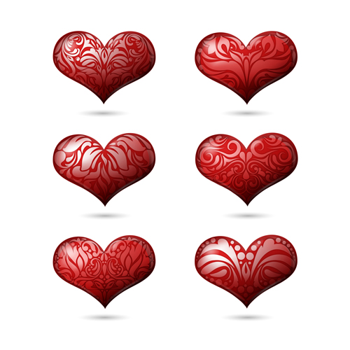 Floral heart valentines day vector set valentines heart floral day   