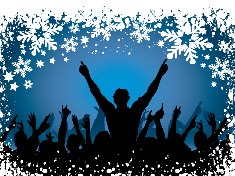Christmas party background with people silhouetter vector 09 silhouetter people party christmas background   