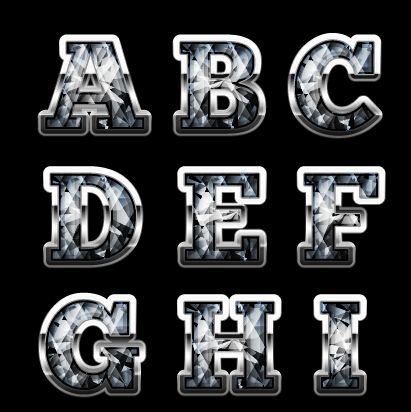 Diamond styles alphabet design material 06 diamond alphabet   