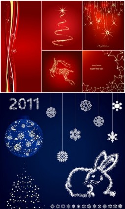 Vector set of christmas shiny background material 03 snowflake delicate christmas background   