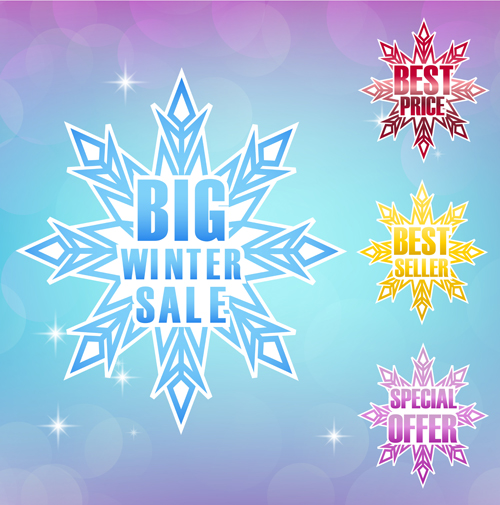 Snowflake with winter sale vector material 02 winter snowflake sale material   