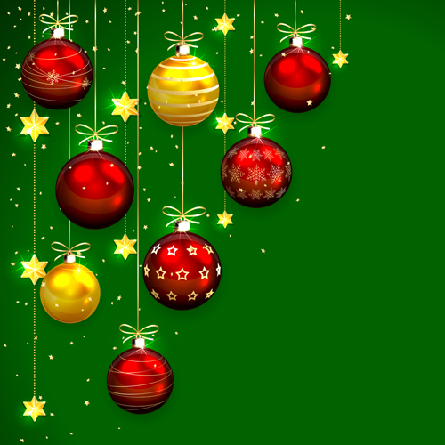 Christmas balls with green background vector green christmas balls background   