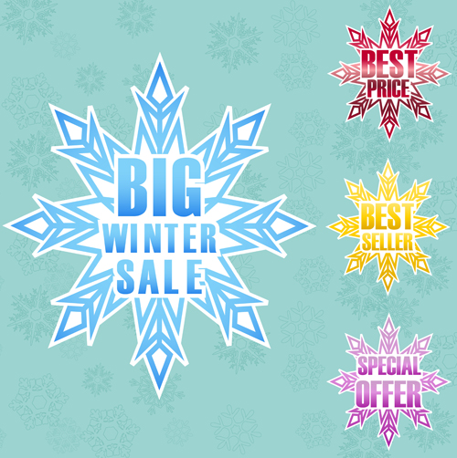 Snowflake with winter sale vector material 01 winter snowflake sale material   