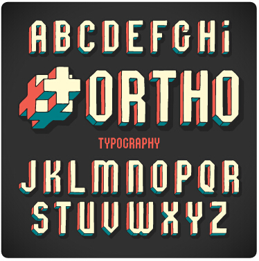 Vintage 3D alphabet vector material vintage material alphabet   