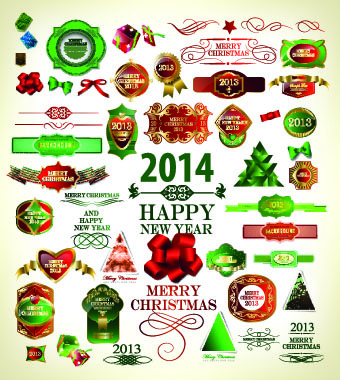 2014 Christmas labels and decoration creative vector 03 labels label decoration creative christmas 2014   