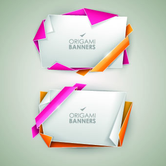 Origami with color ribbon banner vector 03 ribbon origami color banner   