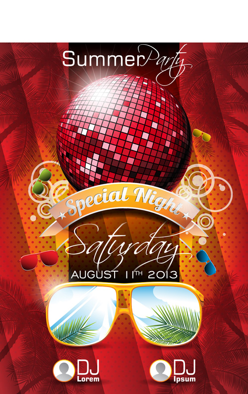 Summer party design elements vector 03 summer party element design elements   