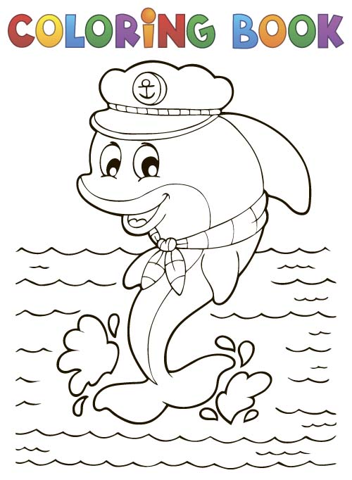 Coloring picture sea world vector template 06 template sea world picture coloring   