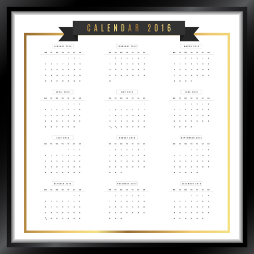 Photo frame Calendar 2016 vector material 03 photo frame calendar 2016   