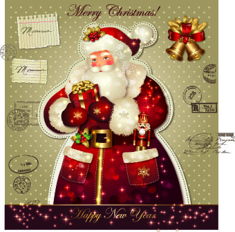 Santa golden glow christmas cards vector 06 santa golden glow christmas cards card   