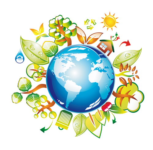 Think Green Earth design elements vector 01 green earth green elements element   