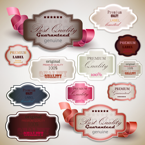 Elegant colored quality labels vector 03 quality labels elegant colored   