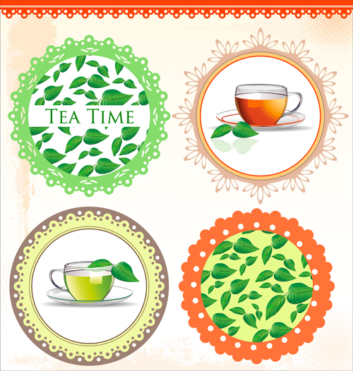 Tea time design elements vector 03 time tea elements element design elements   