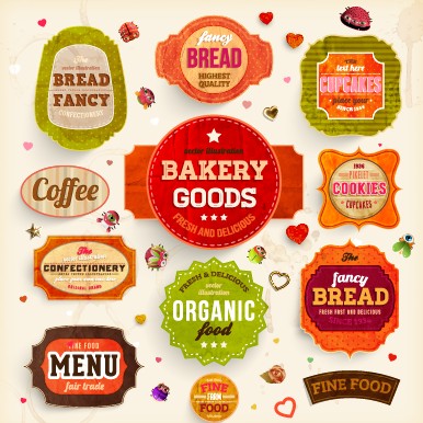 Various Food Label vector set 05 labels label food label food   