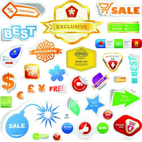 Different supermarket labels and Stickers design vector 01 supermarket stickers sticker labels label different   