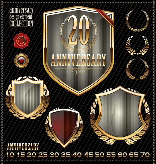 Glass texture anniversary labels design vector 02 labels label glass texture anniversary   