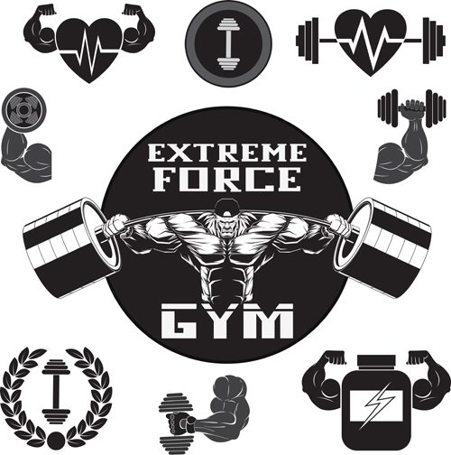 Gray with black gym labels vector 01 labels gym gray black   