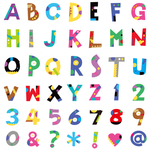 Cute color numbers with alphabet and symbol vector symbol numbers number alphabet   