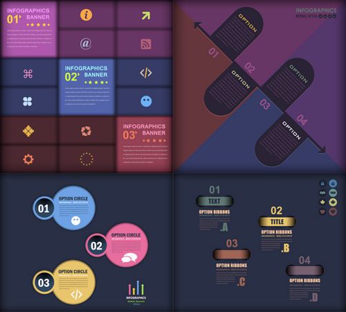 Dark color infographics business tamplate vector 04 tamplate infographics dark color business   