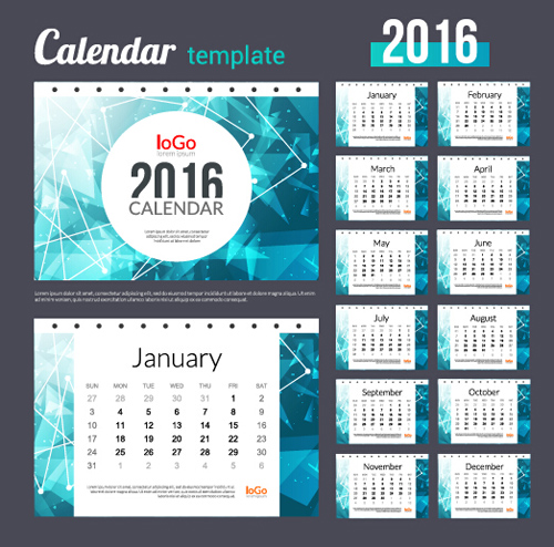 2016 New year desk calendar vector material 71 year new material desk calendar 2016   