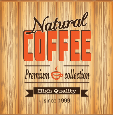 Coffee poster with wooden background vector 03 wooden poster coffee background vector background   