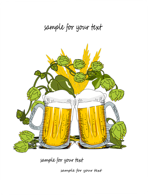 Hand drawn beer background vector 02 hand drawn beer background   