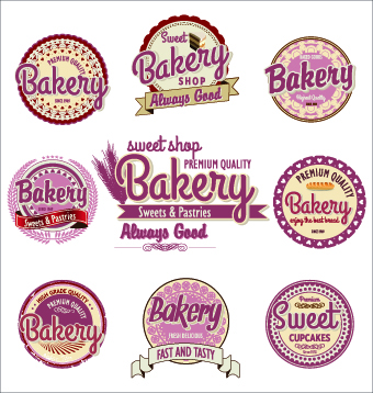 Vintage bakery labels creative vector set 02 vintage labels label creative bakery   