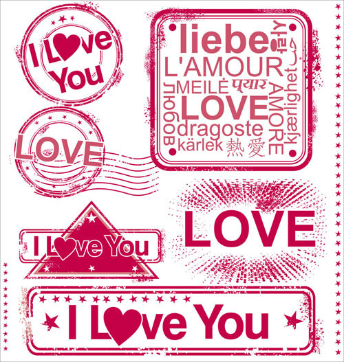 Set of love Seal label vector 01 seal love label   
