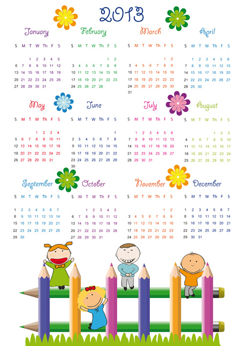 Elements of Calendar grid 2013 design vector set 05 elements element calendar 2013   