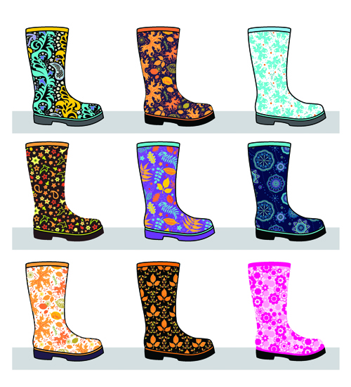 Boots design material vector set 02 material design material boots   