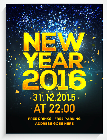 New year 2016 party flyer vector material 02 year party new material flyer 2016   