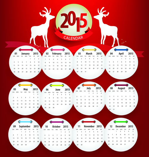 Round cards calendar 2015 vector 02 round cards calendar 2015   