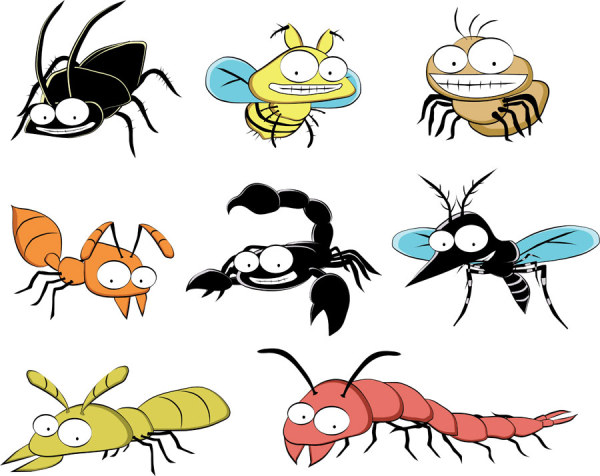 Funny Cartoon Insects vector set 14 insects insect funny cartoon   