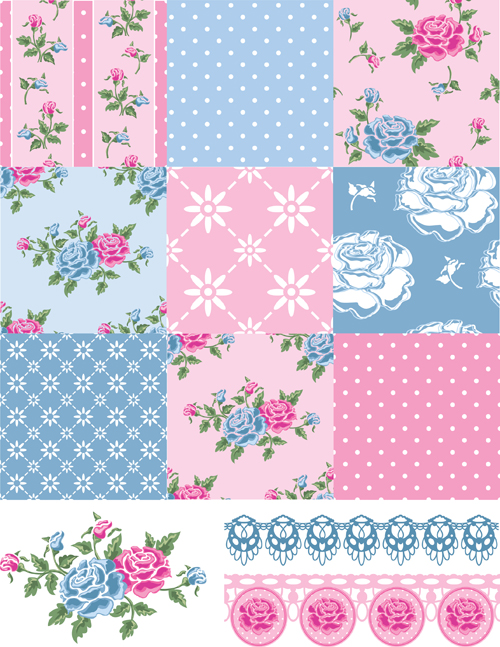 Vector set of floral seamless pattern 01 pattern design background pattern background   