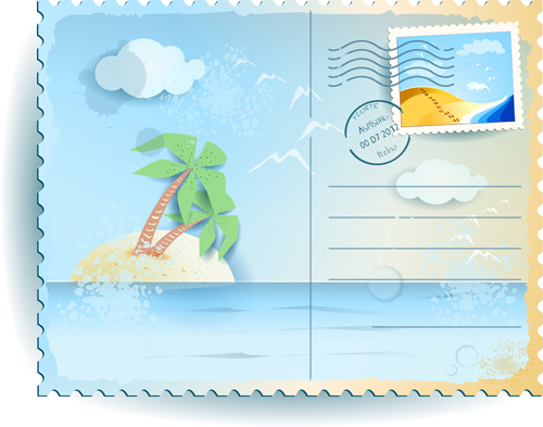 Summer elements postcards vector 01 summer postcards postcard elements element cards   