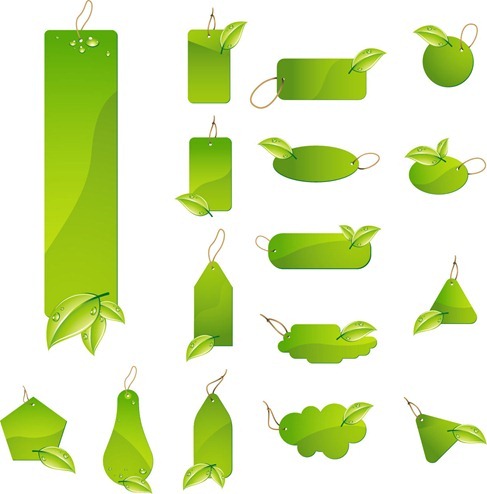 Green Leaf Tag Labels free Vector label Green Leaf green   