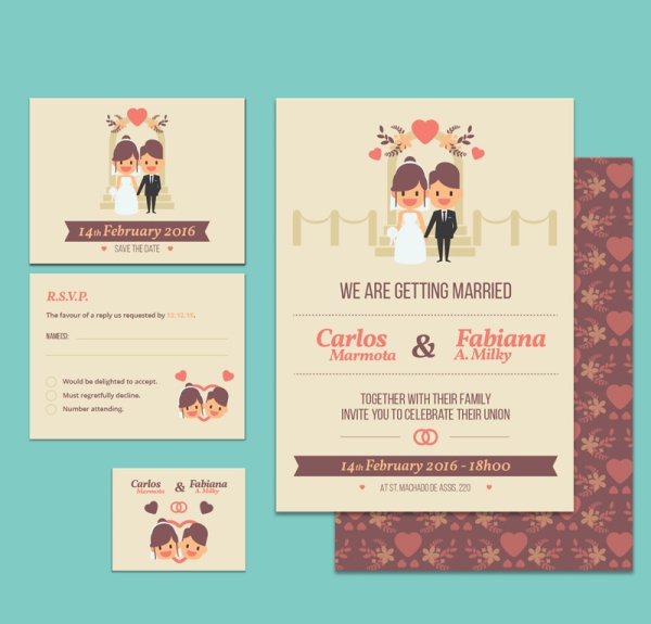 Wedding Invitation Card with heart pattern vector wedding pattern invitation heart card   