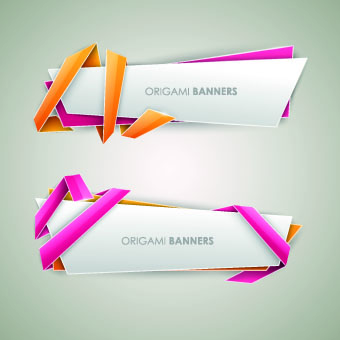 Origami with color ribbon banner vector 02 ribbon origami color banner   