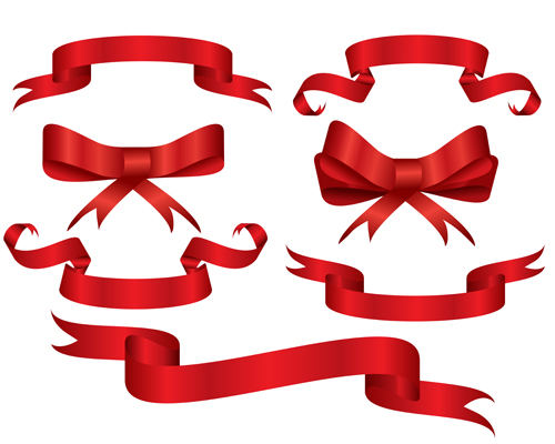 Beautiful red ribbon banners set vector 05 ribbon red beautiful banners   