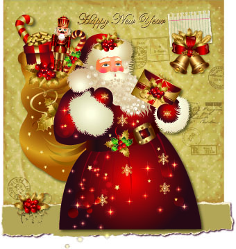 Santa golden glow christmas cards vector 08 santa golden glow design christmas cards card   