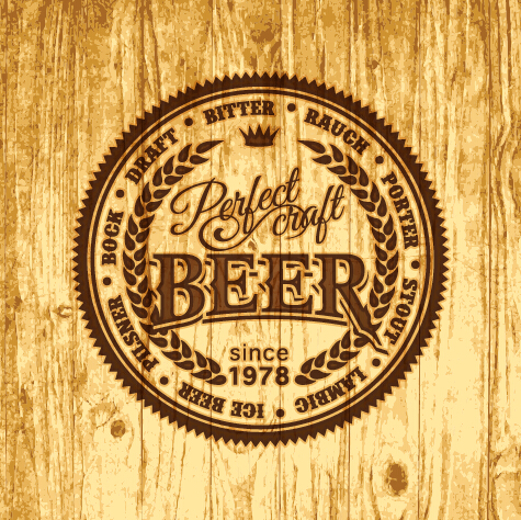 Vintage wooden beer labels vector 09 wooden vintage label beer   