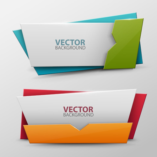 Origami colored banners colored vectors 01 origami colored banners   