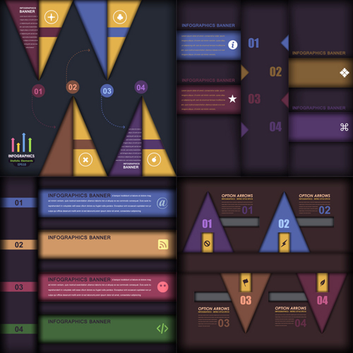 Dark color infographics business tamplate vector 01 tamplate infographics dark color business   
