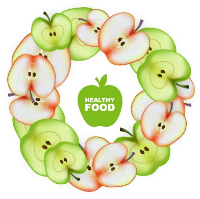 Apple slice healthy food background vector 01 slice Healthy food background vector background apple   