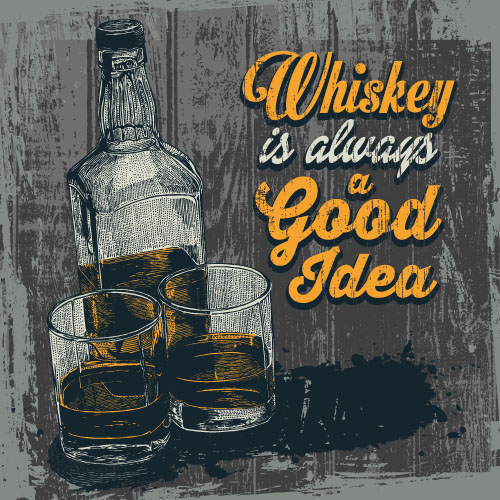 Whiskey poster hand drawn vectors material 03 whiskey poster material hand drawn   