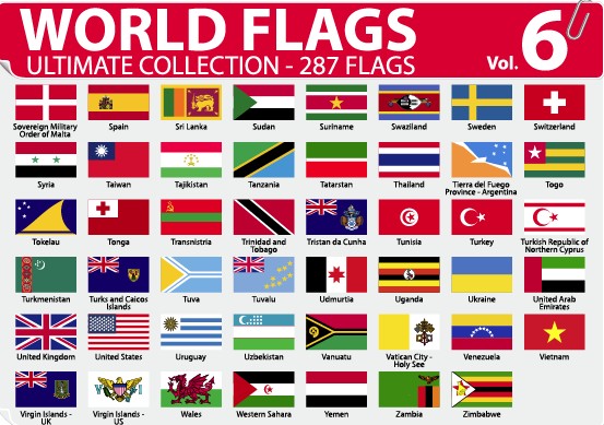 Various of World flags vector set 03 world Various flags flag   