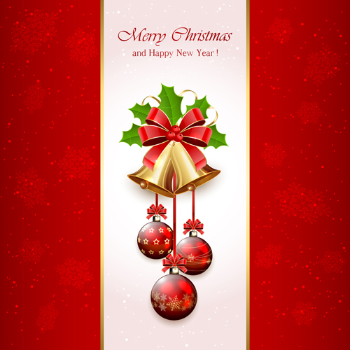 Christmas holly berry with bells vector background 01 holly christmas Berry bells background   