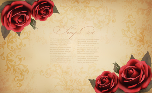 Roses and Vintage background vector 06   